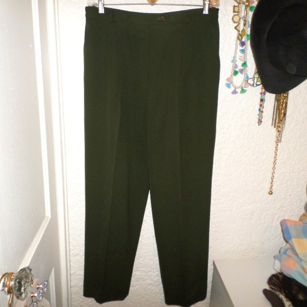 J'envie Women's Wool Dress Pants Size 16 Dark Green